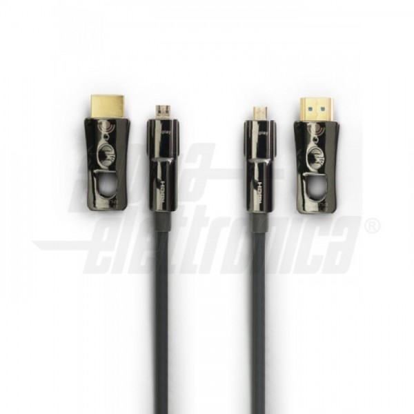 Cavo HDMI Attivo in Fibra Ottica - High-Speed with Ethernet - Con adattatore </br>Micro HDMI / HDMI - 50mt</br>