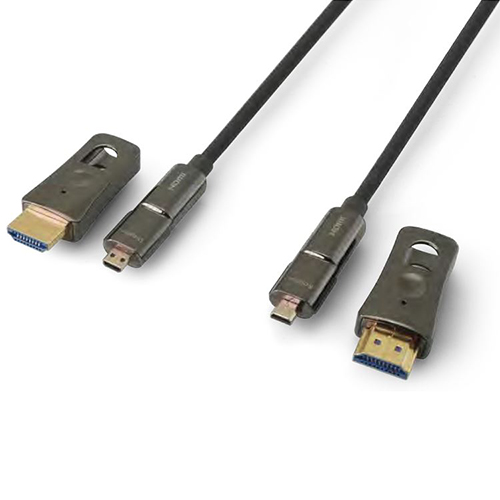 Cavo HDMI Attivo in Fibra Ottica 30m - High-Speed with Ethernet</br>- Con adattatore Micro HDMI / HDMI</br>- Spina HDMI 19 poli Dritto - Spina HDMI 19 poli Dritto</br>