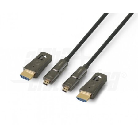 Cavo HDMI Attivo in Fibra Ottica - High-Speed with Ethernet - Con adattatore </br>Micro HDMI / HDMI - 50mt</br>