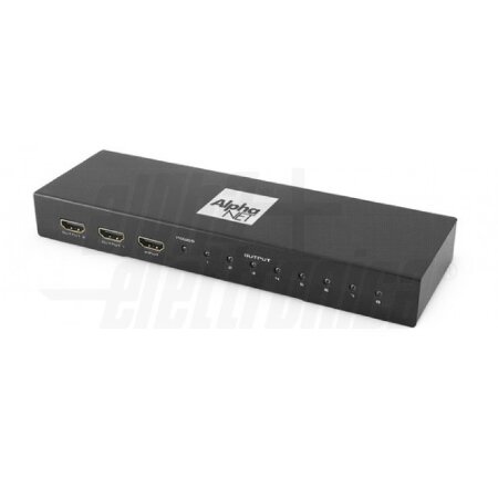 DISTRIBUTORE DA HDMI A 8 HDMI</br>Il distributore di segnale CT308/6 invia il segnale HDMI in ingresso </br>simultaneamente verso le 8 uscite. Tutte le uscite sono amplificate ed </br>equalizzate per ottenere le migliori prestazioni.</br></br><strong>Caratteristiche HDMI supportate:</strong></br>- Conforme HDCP 1.4</br>- Blu-ray e HD DVD in Full HD (1080p)</br>- Spazio colore RGB, YCbCr, xvYCC</br>- Deep Color</br>- Audio LPCM a 8 canali, 192 kHz, 24bit</br>- Supporto DVD Audio</br>- Supporto Super Audio CD</br>- Compatibile Dolby TrueHD</br>- Compatibile DTS HD Master Audio</br>- Auto lip-sync</br>- Trasmissione dei comandi CEC (CEC Bypass)</br></br><strong>Contenuto confezione</strong></br>1x Distributore di segnale</br>1x Alimentatore 5Vdc 2A - 5,5x2,1 Positivo centrale</br>