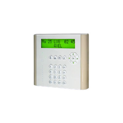 Tastiera a display con retroilluminazione temporizzata, per la totale gestione e</br> programmazione delle centrali della serie JSYS e ATLANTIS.</br>- Display retroilluminato di colore verde a 2 righe con 16 caratteri.</br>- Led di segnalazione delle alimentazioni e delle stato delle zone.</br>- Collegamento seriale RS 485, fino a 600 m di distanza.</br>- Indicazioni automatiche degli stati di anomalia e degli allarmi.</br>- Tasti funzione separati ed attivabili direttamente.</br>- Menù facilitati per la gestione delle funzioni dell'Utente.</br>- Programmazione di tutte le funzioni con menù in italiano.</br>- Dimensioni: 155 x 130 x 25 mm.</br>