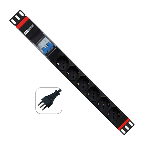 MULTIPRESA RACK 6 PRESE SCHUKO CON MAGNETOTERMICO</br>
