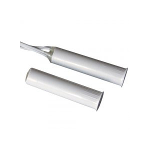 Contatto magnetico in termoplastico per montaggio ad incasso negli infissi. </br>Adatto per il montaggio su infissi di alluminio, legno, PVC e in genere infissi </br>di materiale non ferromagnetico (il montaggio su infissi in ferro riduce </br>sensibilmente la distanza di intervento). L'ampia distanza di intervento ne </br>permette l'installazione anche su infissi con elevate tolleranze o giochi. Viene</br> montato a pressione in un foro di 8 mm di diametro. La parte reed contiene una </br>ampolla reed incapsulata ermeticamente con resina poliuretanica insieme ad un </br>loop di tamper per ridurre le possibilità di effrazione. Disponibile versione </br>con contatto NC, con contatto NC-NA (in scambio) e con cavo di diverse </br>lunghezze. La connessione è a 4 fili (2 fili contatto NC con magnete vicino e 2 </br>fili per tamper) o a 5 fili nel caso di ampolla in scambio (3 fili contatti </br>ampolla  2 fili per tamper). Disponibile nei colori bianco e marrone. Con </br>l'apposito kit, a richiesta, è possibile l'installazione a vista e con la </br>piastrina 418 è possibile l'installazione su infissi in ferro.</br>