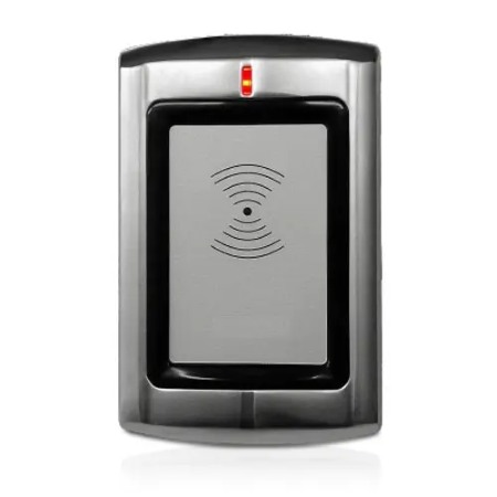 Contenitore in metallo, waterproof, IP65, antivandalo Uscita Wiegand 26 bit </br>(personalizzabile da 26 a 37 bit) Alimentazione 12Vdc .30mA Temperatura </br>operativa -40Ž 60Ž</br>Dimensioni: 125mm  82mm  28mm</br>