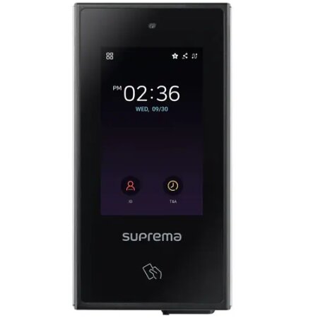 SUPREMA XS2-DPB</br></br>X-Station 2</br></br>Lettore di carta con display X-Station 2 per controllo accessi e presenze</br></br>Opzioni RF 125 kHz EM & 13.56 MHz MIFARE, MIFARE Plus, DESFire EV1/EV2, FeliCa</br>Carte Mobile NFC, BLE</br>QR/Barcode No</br>Max. Utenti 500,000</br>Max. Eventi Text 5,000,000 / Image 50,000</br>Telecamera CMOS 2M pixels / 1600 x 1200</br>Temperatura 20°C50°C</br>Dimensioni 82 x 159 x 25.9 mm</br>Tamper Supportato</br>Ethernet 10/100 Mbps</br>RS-485 1 ch Master o Slave (Selezionabile)</br>Wiegand 1 ch Igresso o Uscita (Selezionabile)</br>TTL 2 ch Ingresso</br>Relè 1 Relè</br>PoE Supportato</br>IP IP65</br>Alimentazione DC 12 V (Max. 0.8 A) o DC 24 V (Max. 0.45 A)</br></br></br>