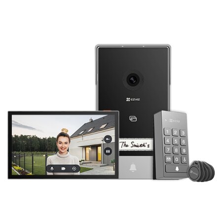 - Videocitofono Wi-Fi HaLow con monitor touch 7"</br>- Installazione senza fili.</br>- Posto esterno a batteria con pannello solare.</br>- Visione notturna e rilevazione intelligente del movimento umano</br>- Apre 1 serratura e 1 porta automatica</br>- Apertura da monitor, app EZVIZ, smart tag (3 in dotazione) o tastierino </br>numerico su posto esterno.</br>- Registrazione su MicroSD (max 512GB)</br></br>