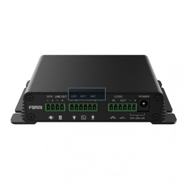 Fanvil PA2 è un adattatore voce e video IP, per annunci, e controllo aree, SOS, </br>controllo accessi (con relè), output per registrazione audio e video, PoE.</br>Il gateway voce e video su IP Fanvil PA2S, risolve l'esigenza dell'azienda che </br>deve gestire chiamate audio in diffusione sui vari locali e uffici, </br>interfacciandosi con altoparlanti IP, analogici e telecamera IP (RTSP).</br>