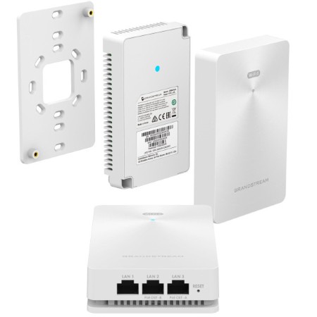 GWN7661 è un punto di accesso Wi-Fi 6 802.11ax a incasso progettato per le </br>aziende di piccole e medie dimensioni, gli uffici, i complessi residenziali, i </br>locali commerciali, gli hotel e altro ancora. Caratteristiche principali: - Fino</br> a 3000Mbps (2400Mbps a 5GHz e 574Mbps a 2,4GHz) - RF Power 24dBm2.4GHz - </br>26dBm5GHz - 2 x antenne interne a doppia banda Antenna 1 - 2.4 GHz: guadagno </br>3,0 dBi, 5GHz: guadagno 5,0 dBi, Antenna 2 - 2.4 GHz: guadagno 2,5 dBi, 5GHz: </br>guadagno 5,5 dBi 1 antenna 5GHz: guadagno 4,5 dBi - Supporto standard 802.11ax -</br> Retrocompatibile con IEEE 802.11a/b/g/n/ax - Montaggio a incasso - 1 porta LAN </br>gigabit uplink, 2 porte LAN gigabit con PoE Out (max 6 W per porta), 1 porta LAN</br> gigabit - Alimentabile via PoE 802.3af/802.3at (potenza di picco 25W) - Fino a </br>256 client totali - 32 x SSID (16 x banda) N.B. PoE Injector NON incluso, </br>alimentabile SOLO tramite PoE.</br></br>
