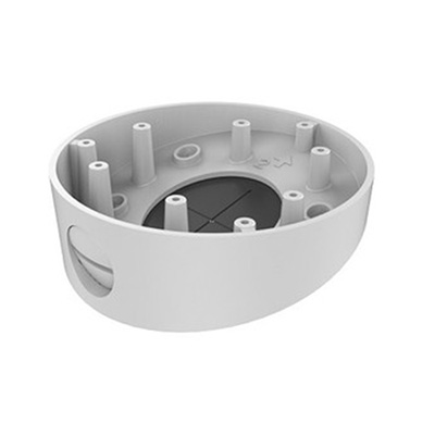 Box posteriore inclinato in alluminio colore bianco.</br>Diametro: 157 mm</br></br>Per Mini Dome tipo:</br>DS-2CD2Hx5FWDIZS</br></br>