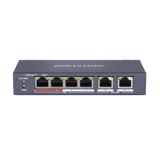 Switch 4 Porte POE 10/100M 2 Uplink 10/100 M,</br>Controllo di Flusso IEEE 802.3af/at, 240 VAC 35W.</br>Unmanaged.</br>