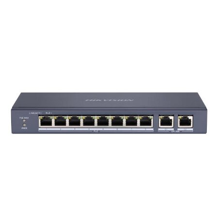Switch 8 porte PoE 10/100M, 2 porte Uplink da 10/100/1000, controllo di flusso </br>IEEE802.3af/at,  extended mode 300mt 60W Unmanaged.</br>