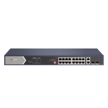 L2, Unmanaged, 16 Gigabit RJ45 PoE ports, 2 Gigabit RJ45, 2 Gigabit SFP uplink </br>ports, 802.3af/at/bt, port 1-4 support Hi-PoE 90w, PoE power budget 225W, ports </br>13-16 support up to 300meter, 6KV surge protection, supports POE watchdog, port </br>isolation.</br>