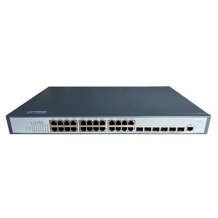 24 porte elettriche Gigabit e 6 porte ottiche SFP da 10 Gigabit.</br></br>Supporta routing statico, routing policy, rip, OSPF,BGP,MPLS e altri protocolli </br>di routing a tre livelli.</br></br>Snooping IGMP e GRMP per filtrare il traffico multicast.</br></br>VLAN basata su porta, VLAN IEEE 802.1Q e GVRP per facilitare la pianificazione </br>della rete.</br></br>Supporta l'autenticazione IEEE 802.1x, raggio e bdtacacs  autenticazione.</br></br>Supporta server DHCP, relè DHCP, snooping DHCP.</br></br>Supporta EAP ed ERP Protocollo di protezione della rete ad anello Ethernet.</br></br>QoS (IEEE 802.1P/1Q e TOS/DiffServ) per aumentare il determinismo.</br></br>Facile gestione della rete tramite browser web, Console, Telnet, SSH.</br></br>SNMPv1/v2c/v3 per diversi livelli di gestione della rete.</br>