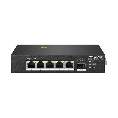 <strong>SWITCH INDUSTRIALE PoE 10/100 4 PORTE 1GB  1SFP UNMANAGED</strong></br></br>- 4 porte PoE 10/100 Mbps, 1 porta Gigabit RJ45, 1 porta in fibra ottica Gigabit</br> SFP</br>- Fino a 90 W di uscita Hi-PoE per la porta 1</br>- Conforme a IEEE 802.3 af/at/bt</br>- Rilevamento intelligente dell'alimentazione PD con protezione da sovraccarico </br>a livello di sistema</br>- Protezione da sovratensione 6 KVTrasmissione a lungo raggio fino a 300 m</br>- Progettazione con temperatura più ampia (da -40 °C a 75 °C)</br>- Progettazione su guida DIN</br>