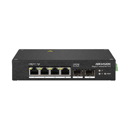 <strong>SWITCH INDUSTRIALE PoE GIGABIT 4 PORTE  2 SFP UNMANAGED</strong></br></br>- 4 porte Gigabit PoE, 2 porte Gigabit SFP in fibra ottica</br>- Fino a 90 W di uscita Hi-PoE per la porta 1</br>- Conforme a IEEE 802.3 af/at/bt</br>- Rilevamento intelligente dell'alimentazione PD con protezione da sovraccarico </br>a livello di sistema</br>- Protezione da sovratensione 6 KV</br>- Trasmissione a lungo raggio fino a 300 m</br>- Progettazione con temperatura più ampia (da -40 °C a 75 °C)</br>- Progettazione su guida DIN</br>