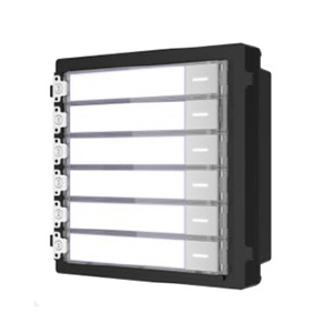 Modulo Pulsanti, 6x pulsanti chiamata, 8x DIP switch. Alimentazione fornita da </br>DS-KD8003-IME1. Temperatura di funzionamento -40°C / 60°C, grado di protezione </br>IP65. Montaggio a incasso o parete.</br>