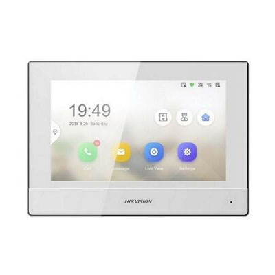 Display 7" con interfaccia User friendly v2.0, touch screen capacitivo, </br>tecnologia TFT LCD, risoluzione 1024 x 600. Microfono omnidirezionale e Speaker </br>integrati, soppressione del rumore e cancellazione dell'eco. Scheda Ethernet </br>10/100 Mbps, Wi-Fi, Protocollo di rete TCP/IP, SIP, RTSP, 8x input d'allarme, 2x</br> uscite relè, scheda TF 32GB max, 1x RS-485. Alimentazione 12VDC, PoE (802.3 </br>af). Temperatura di funzionamento -10°C / 55°C. Montaggio a parete.</br>