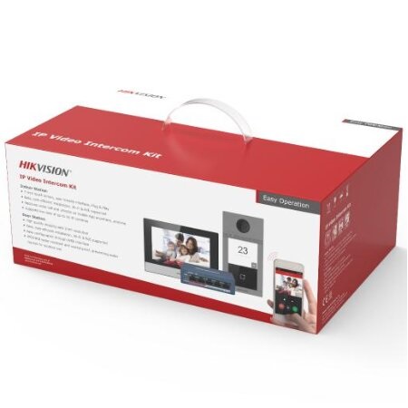 <strong>KIT VIDEOCITOFONICO IP</strong></br></br>-Pacchetto videocitofono di rete per villa o casa</br>-Comodo controllo mobile dell'app Hik-Connect</br>-Memorizza i messaggi e le immagini catturate nella scheda TF</br>-Adattatore di alimentazione incluso nella confezione</br></br><strong>Kit Bi-Familiare composto da: 1x DS-KV8213-WME1 (2 Pulsanti), 2x </br>DS-KH6320-WTE1W (Bianco) ,1x switch PoE a 4 porte DS-0105PEM</strong></br></br>