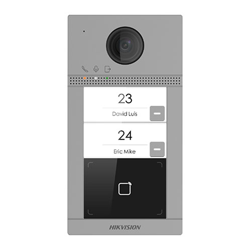 Postazione da Esterno IP, Materiale metallico, 2 Pulsanti Fisici, Telecamera </br>Risoluzione 2MP, IR e WDR, Field of View Orizzontale 129°, Verticale 75°, </br>Compressione videoH.264, Microfono Omnidirezionale e Speaker integrati, </br>Soppressione del rumore e cancellazione dell'eco, Lettore Mifare Integrato, </br>Interfaccia di Comunicazione Ethernet 10/100 Mbps, Wi-Fi 2.4 GHz, Protocollo di </br>Comunicazione TCP/IP, RTSP, Interfacce di Servizio 1 Debug, 4 Ingressi Allarme, </br>1 Tamper Switch, 2 Uscite Relè, 1 microSD/SDHC/SDXC 128 GB (non fornita), </br>Alimentazione 12 Vcc/PoE (802.3af), Temperatura d'Esercizio -40 °C / 53°C, </br>Grado di protezione IP65, Antivandalo IK08 Montaggio a Parete/Incasso</br>