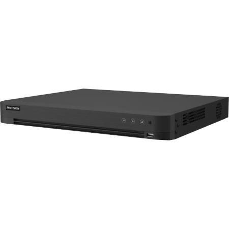 DVR Penta Hybrid 4 CH self-adaptive HDTVI 8MP / AHD 5MP / HDCVI 8MP / CVBS /  2</br> telecamera IP fino a 4MP, 42 fino a 6 Canali. Compressione video </br>H.265/H.265/H.264/H.264, uscita video HDMI - VGA - CVBS, Audio IN 1ch/4ch con </br>cavo coassiale, Alarm In/Out 4/1, 1 RJ45 10M/100M/1000M, protocolli di rete </br>TCP/IP, PPPOE. DHCP, Hik-Connect. DNS. DDNS, NTP, SADP, NFS, iSCSI, UPnP, </br>HTTPS, ONVIF. Supporta controllo PTZ via Omnicat, fino a 32 connessioni </br>simultanee, supporta accesso a Hik-Connect. 1 HDD sata fino a 12 TB, 2 porta USB</br> 2.0, 1 RS485, Alimentazione 12 Vcc. Temperatura di funzionamento -10 °C  55 </br>°C, assorbimento inferiore a 10 W. Dati Up to coax, Regole Smart: Human/Vehicle </br>detection (fino a 4ch con telecamere analogiche), Intrusion detection, line </br>crossing detection. Acusearch: Ricerca rapida ed intelligente (fino a 4ch con </br>telecamere analogiche). Playback sincronizzato 4. Canale Audio remoto 1ch. 1 HDD</br> da 1TB incluso (specifico per applicazioni di videosroveglianza).</br></br></br>