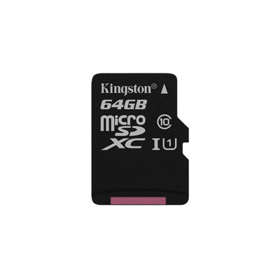 64 GB (microSDHC), classe 10, 25MB/s in lettura e 20MB/s di scrittura, 14.99 mm </br> 10,92 mm  1,02 mm, compatibile con microSDHC, microSDHC, microSDHC UHS-I e </br>microSDXC UHS-dispositivi host.</br>
