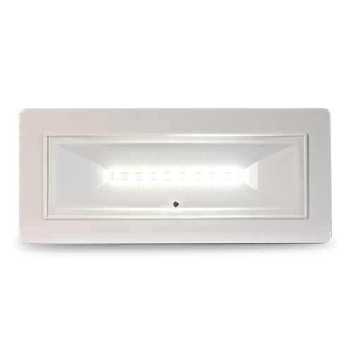 Lampade di illuminazione di emergenza con  supervisione da Bus serie DIVA</br>Potenza 18W.</br>MED. FL (SE) 320 (SA) 180 (lm).</br>Durata 1h. Batteria LiFePO4 3,2V1,5Ah.</br>Permanente (SA). IP42.</br>