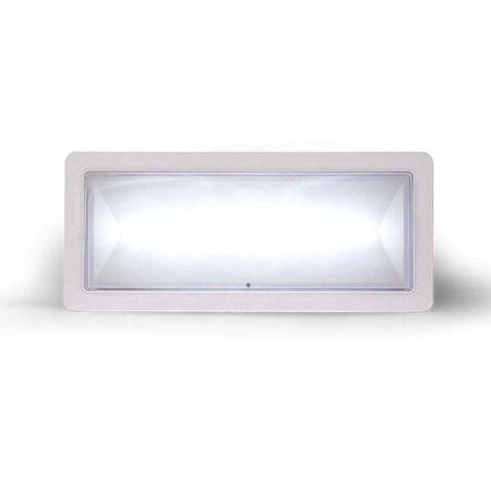 Lampada di illuminazione di emergenza ad alto flusso con supervisione da BUS </br>serie DEXIA. Potenza 36W. Flusso (lm)  (SE) 1300-1000-840-640 (SA) 1000  . </br>Durata 1h - 1.5h - 2h - 3h. 2 batteriae LiFePO4 3,2V3,3Ah. Permanente (SA). </br>IP65.</br></br>
