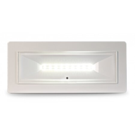 Lampade di illuminazione di emergenza di tipo standard serie HP100.</br>Potenza 18W</br>Durata 1h</br>Batteria LiFePO4 3,2V1,5Ah. Non Permanente (SE) con la funzione Pubblico </br>Spettacolo (PS) abilitabile. MED. FL (SE) 250 (lm)</br>IP40</br>