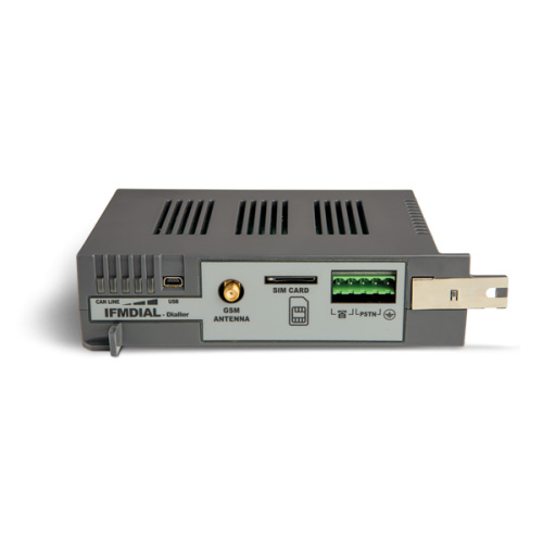 Modulo interno comunicatore telefonico su lineaPSTN/GSM. Connessione su </br>barraCANDRIVE. SMS e messaggi vocali (max 15 min.). Solo per centrali</br>PREVIDIA (da prevedere antenna Rem-Ant)</br>