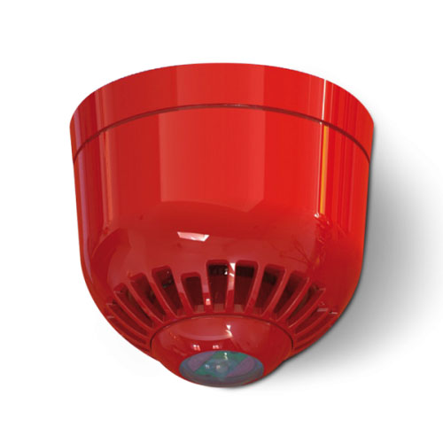 Segnalatore ottico/acustico convenzionale, con base profonda.</br>32 toni selezionabili.</br>97dB(A)1m (dipendente dal tono selezionato).</br>Contenitore termoplastico di colore rosso per installazione a parete.</br>IP65.</br>Certificazione CPR EN54pt3/pt23 LPCB.</br>