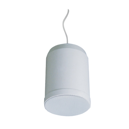 Diffusore pendente da soffitto per sistemi di evacuazione vocale, certificazione</br> EN54 pt24. Potenza nominale 20W100V. SPL 102,1(dB). Per uso interno (Tipo A) </br>IP66, certificato IP21C. Potenza regolabile (20/10/5/2,5W). Completo di cavo da </br>1,8m con scatola di montaggio  con morsetti ceramici e fusibile termico. Corpo </br>in ABS. Dimensioni ø170X270mm. Colore bianco.</br></br>