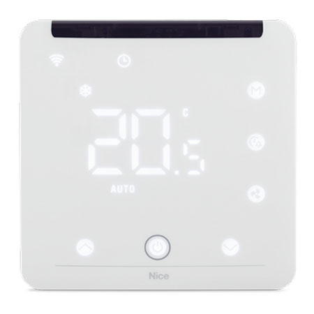 Clima-Control è il termostato dal design</br>innovativo creato per controllare i condizionatori</br>split attraverso la ricezione di comandi</br>Z-Wave e la loro conversione in comandi</br>infrarossi.</br>Il suo display intuitivo consente di leggere la</br>temperatura di ogni stanza e regolarla in maniera</br>semplice con comodi comandi a pulsante.</br>Clima-Control può essere utilizzato come</br>Clima-Control Z-Wave to IR Controller for AC 868,4 Mhz</br>Clima-Control è il termostato dal design innovativo creato per controllare i </br>condizionatori split attraverso la ricezione di comandi Z-Wave e la loro </br>conversione in comandi infrarossi.</br>Il suo display intuitivo consente di leggere la temperatura di ogni stanza e </br>regolarla in maniera semplice con comodi comandi a pulsante.</br>Clima-Control può essere utilizzato come termostato regolatore di zona, </br>personalizzando riscaldamento e raffreddamento sulla base delle esigenze e delle</br> abitudini.</br>Flessibile e smart, Clima-Control può essere utilizzato con condizionatori split</br> di ogni marca: è sufficiente configurarlo con l'app del condizionatore scelto.</br>