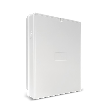 Contenitore grande per LightSYS Plus, base in policarbonato e coperchio in </br>metallo, con kit tamper e cavo 220VAC. Può contenere sia l'alimentatore </br>RP432PS25NCA che RP432PS45NCA. EN Grado 2 e 3</br>