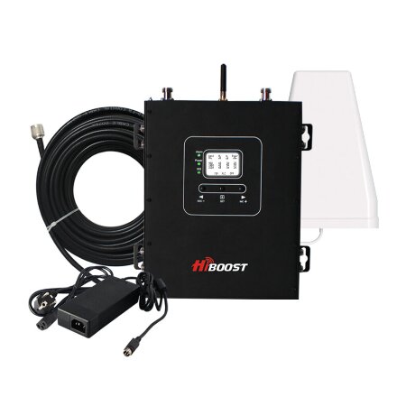 Amplificatore di segnale mobile Hi20-3S integra la più potente tecnologia di </br>rafforzamento del segnale con il monitoraggio remoto tramite un'app mobile </br>gratuita. Aumenta il tuo segnale e migliora la qualità della connessione.</br></br>Ripetitore 3 Bande 20dBm GSMDCS3G 90018002100</br>Ant. Log Direttiva Esterna 2386.00</br>15 mt cavo</br>Nessuna Antenna Interna.</br></br>Amplificatori HiBoost professionali vengono organizzati in un kit con i </br>componenti da installazione.</br>Il kit standard HiBoost Hi20-3S include:</br></br>-Un ripetitore di segnale mobile</br>-Antenna esterna direzionale</br>-Cavo HiBoost 300 da 15,2 mt</br>-Alimentatore 12V/ 7A, AC/DC</br>