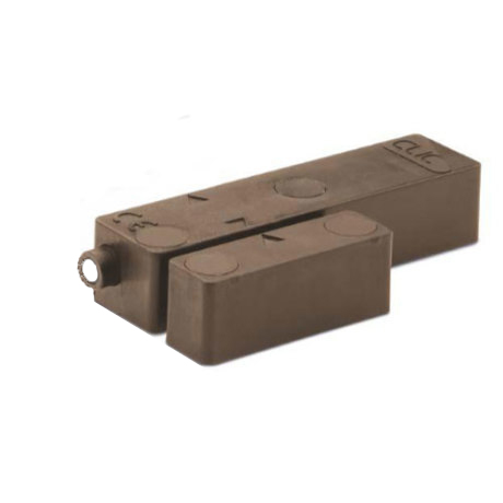 Sensore inerziale CLIC serie V a vista con contatto magnetico integrato, </br>morsetti con sistema plug. Disponibile marrone.</br>