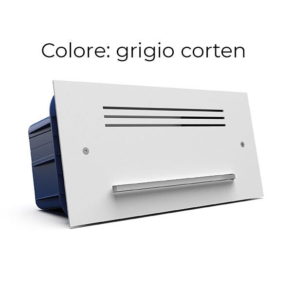 Sirena autoalimentata composta da scatola da incasso costruita in ABS, coperchio</br> interno in metallo Aluzinc verniciato e coperchio esterno in acciaio </br>inossidabile verniciato o spazzolato. Carrello estraibile con viti di blocco per</br> facilitare l'installazione, guarnizione, bolla di centratura, circuito </br>elettronico tropicalizzato in resina ad immersione. Dotata di sistema </br>anti-schiuma, tamper anti-apertura, suoni e temporizzazioni settabili, </br>segnalazione ottica impianto ON/OFF personalizzabile, conteggio allarmi, block </br>speaker, controllo batteria secondo la normativa EN 50131. Elegante lampeggiante</br> RGB a guida luminosa attivabile e settabile in maniera personalizzata per </br>sfruttare al massimo il potere deterrente.</br></br>