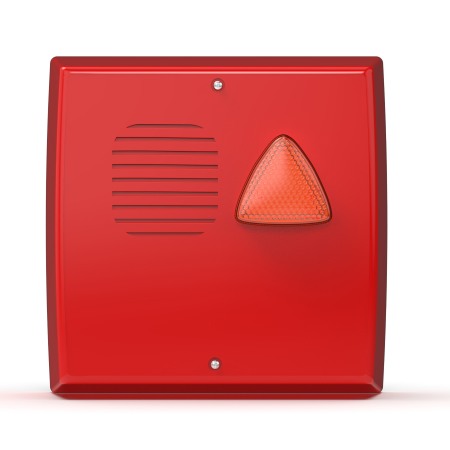 Sirena antincendio autoalimentata da esterno a 24 Vdc con lampeggiante a led  </br>coperchio esterno in ABS V  colore rosso</br>