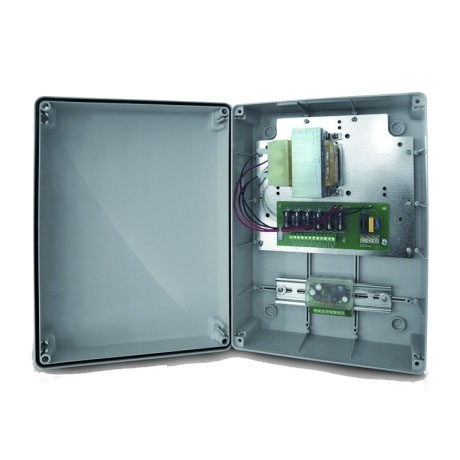 PER TVCC A 24Vac 3,5A CON 6 USCITE INDEPENDENTI PROTETTE DA FUSIBILI.</br>
