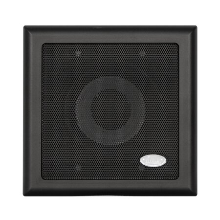 Diffusore quadrato, da incasso, per scatola 506E.</br>Full range, HI-FI.</br>Woofer da 7,5 cm.</br>Membrana in polipropilene.</br>Potenza 30W RMS.</br>Potenza musicale 60W.</br>Potenza di picco 90W.</br>Amplificazione consigliata da 10 a 40 W RMS.</br>Risposta in frequenza 65-18000 Hz.</br>Sensibilita 85 dB.</br>Dimensioni (LxHxP) 125x125x48 mm.</br>Peso 0,35 Kg.</br>Incasso su scatola di derivazione 506E.</br>Colore nero RAL9011</br>Temperatura di lavoro da -20/65 gradi</br>