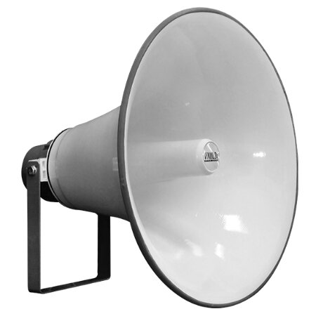 Tromba stagna IP65.</br>Resistente ai raggi UV.</br>Ingresso: 100V.</br>Potenza nominale: 50/75/100W. 150 peak, max 133dB.</br>Risposta in frequenza 200-6000 Hz - 10dB.</br>Sensibilità 111 dB.</br>Max output level / full power 131 dB.</br>Dispersione 90°(V) 100°(O) 2KHz.</br>Dimensioni (DxP) 540x470 mm.</br>Peso 4 Kg.</br>Colore bianco RAL9010.</br>Cabinet: alluminio verniciato, staffa ad U in acciaio inox.</br>Profilo ellitico in alluminio.</br>Temperatura di lavoro da -20° a 60°.</br>