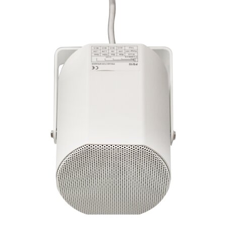 Proiettore di suono per ambienti interni o esterni (anche per esposizione al </br>cloro) certificato EN60849 EN54-24 nr di certificazione 0068-CPR-017/2016.</br>Protezione IP65, waterproof.</br>Fornito con staffa per fissaggio a parete.</br></br>Altoparlante coax da 13,5cm.</br>Ingresso 100V.</br>Potenza nominale a 100V 1,25/2,5/5/10W RMS. 20W peak, max 109dB.</br>Risposta in frequenza 100-19000 Hz -10dB.</br>Sensibilità 96dB.</br>Max output level / full power 101 dB.</br>Dispersione 118°(V/O) 2KHz.</br>Dimensioni senza staffa (LxHxP con morsetto posteriore) 151x150x181 mm.</br>Dimensioni con staffa (LxHxP con morsetto posteriore) 151x210x181 mm.</br>Peso 2,2 Kg.</br>Colore bianco RAL9003.</br>Cabinet: alluminio verniciato retina in metallo.</br>Temperatura di lavoro da -20° a 70°.</br>
