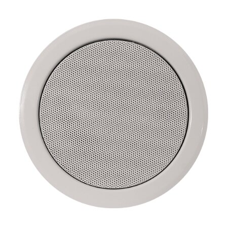 <strong>DIFFUSORE PER SISTEMI DI EVACUAZIONE VOCALE CERTIFICATO EN54-24</strong></br></br>Diffusore rotondo AB da incasso a soffitto, IP21, fornito con fondello </br>antifiamma in acciaio.</br>Integra due sistemi di altoparlanti indipendenti ellittici da 6W ognuno.</br>Da utilizzare in zone con un solo altoparlante in cui è richiesta la ridondanza.</br>Certificato EN54-24 nr di certificazione 0068/CPR/170-2022.</br></br>Struttura in acciaio con griglia di protezione.</br>2x morsettiera di collegamento in materiale ceramico per i conduttori </br>antifiamma.</br>2x fusibile termico.</br>2x vite di messa a terra.</br>Doppio cablaggio interno realizzato con conduttori antifiamma.</br>2x trasformatori a 100V.</br>Doppio altoparlante ellittico da 11,5x6,5cm.</br>Potenza nominale: 2x0,75/1,5/3/6W. 2x12W peak, 106dB.</br>Risposta in frequenza: 120-18500 Hz - 10dB.</br>Sensibilità 95 dB 11W.</br>Max output level / full power 103 dB.</br>Dimensioni diffusore (DxP) 241x100 mm.</br>Foro da incasso (D) 218 mm.</br>Peso 1,8 Kg.</br></br>