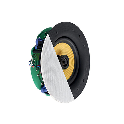 Diffusore rotondo, 2 vie da incasso, HI-FI, Frameless</br>Woofer 16,5 cm Kevlar</br>Tweeter da 1,9 cm a cupola orientabile, in seta, magnete al neodimio</br>Potenza 60W RMS</br>Potenza musicale 120W</br>Amplificazione consigliata da 10 a 70 W RMS</br>Impedenza 8 O</br>Risposta in frequenza 60-20000 Hz</br>Sensibilità 90 dB</br>Angolo di dispersione 120° (V/O)</br>Dimensioni (DxP) 227x87 mm</br>Foro da incasso (D) 210 mm</br>Peso 1,5 Kg</br></br>Incasso su cartongesso, pareti di legno e simili: non servono accessori, il </br>diffusore nel retro ha dei ganci per l'ancoraggio stabile.</br>Incasso su muratura: tramite Vivaldi Ulisse SR16.</br></br>