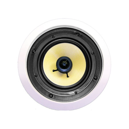 Diffusore rotondo, 2 vie da incasso, HI-FI</br>Woofer da 16,5 cm in Kevlar</br>Tweeter da 2,5 cm orientabile (in casi di installazioni su posizioni non </br>ottimali permette di dare direttività alle alte frequenze non depenalizzando la </br>qualità dell'ascolto).</br>Membrana in seta</br>Potenza 60W RMS</br>Potenza musicali 120W</br>Amplificazione consigliata da 10 a 70 W RMS</br>Impedenza 8 O</br>Risposta in frequenza 50-20000 Hz</br>Sensibilità 89 dB</br>Angolo di dispersione 120° (V/O)</br>Dimensioni (DxP) 235x88 mm</br>Foro da incasso (D) 195 mm</br>Peso 1,4 Kg</br>