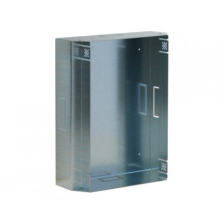 Scatola da incasso, rettangolare per installazioni sottotraccia del diffusore </br>GIADA13.</br>Installazione a parete o soffitto.</br>Struttura in metallo.</br>Dimensioni (LxHxP) 210x255x90 mm.</br>Peso 0,6 Kg.</br>Colore grigio metallo.</br>