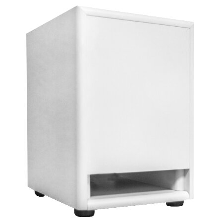 Subwoofer amplificato.</br>Woofer ellitico da 6x9".</br>Potenza 50W RMS - 100W musicali.</br>Massima pressione sonora 105 dB.</br>Gamma utile 45-200 Hz.</br>Frequenza di crossover 60-200 Hz.</br>Regolazione fase da 0° a 180°.</br>Alimentazione 220 Vca.</br>Consumo 100VA.</br>Accensione On/Off, auto On/Off.</br>Dimensioni (LxHxP) 250x340x300 mm.</br>Peso 10,0 Kg.</br>Colore bianco.</br>Cabinet MDF impiallacciato.</br>Temperatura di lavoro da -20° a 65°.</br>