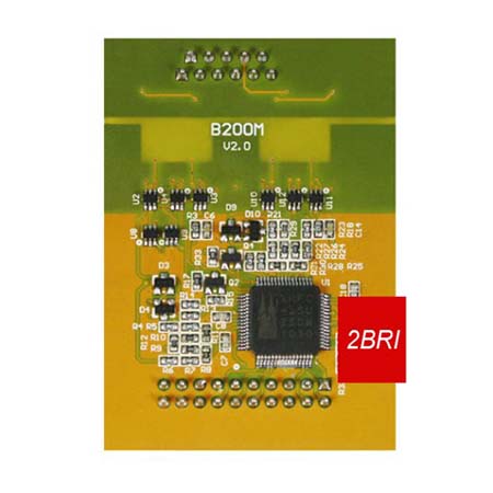 Modulo di espansione con 2 porte BRI.</br>Aggiunge alla centrale 2 porte per accessi base BRI ISDN.</br>Se da installare su centrale S100 o S300, necessita di scheda EX8.</br>Fornisce 2 accessi base ( BRI - BRA ) ISDN, ogni ISDN fornisce 2 canali di </br>conversazione esterna. Per cui 2 BRI ISDN equivalgono a 4 linee.</br>
